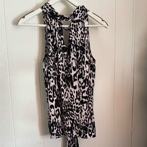 MillyLeopard Print Sleeveless Top with tie at the back.